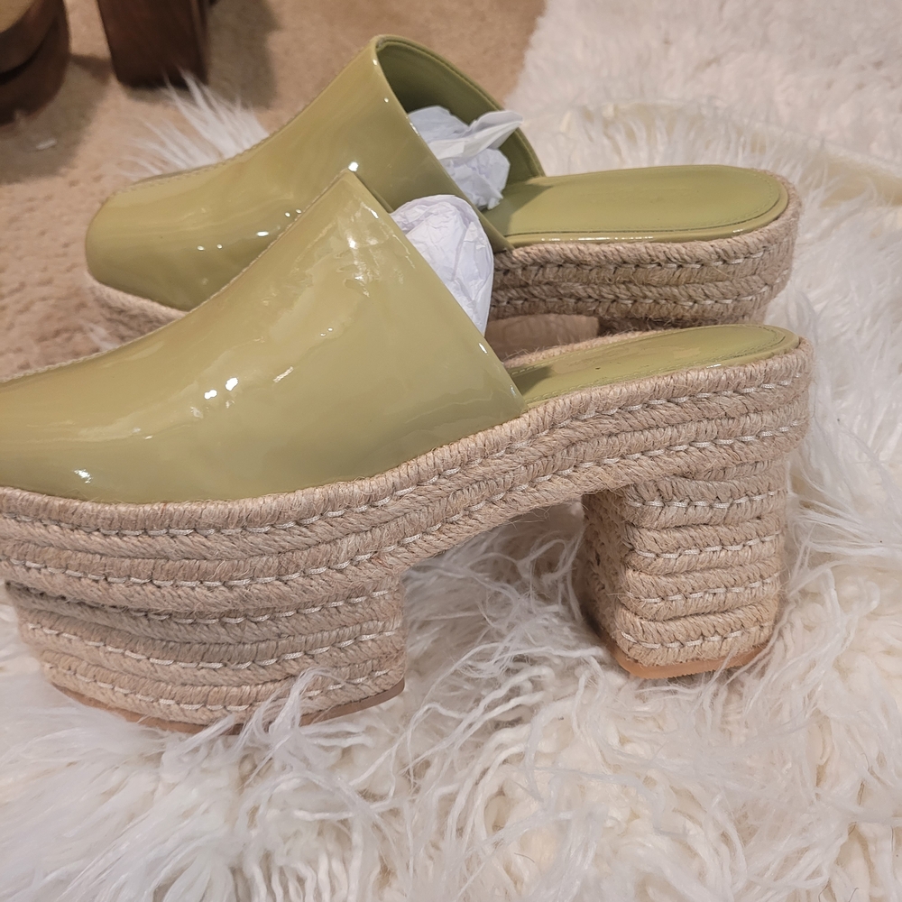 Stylish Olive Green Platform Mules